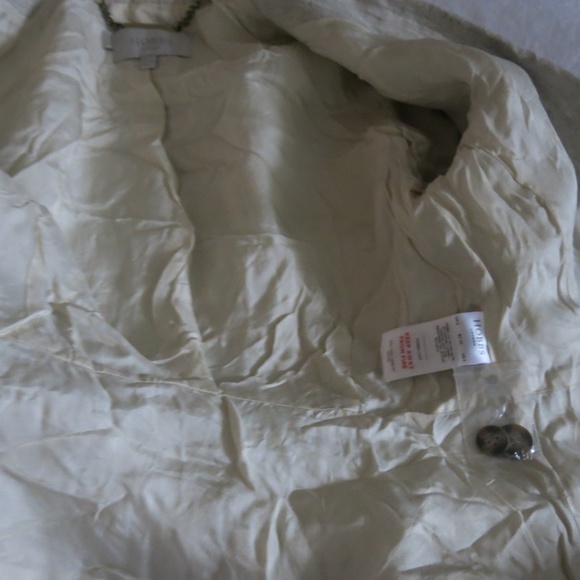HOBBS London Two Button Long Sleeve Beige Linen Blazer - Size 4 - Picture 8 of 8